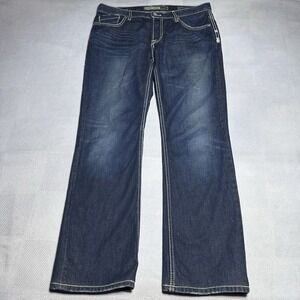 BKE Denim Carter Straight Jeans 33R (34x31) Button Fly Western Classic Country